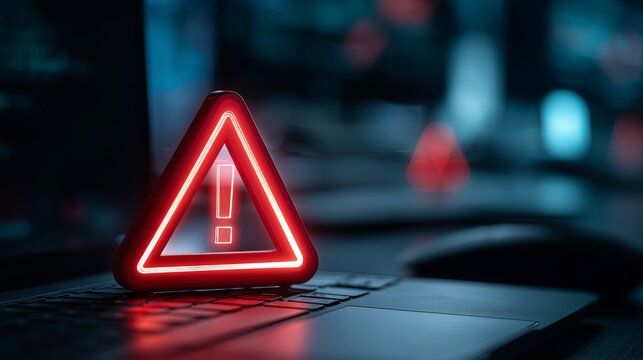 Digital Warning Signal: Cybersecurity Alert on Screen in Dark Tech Environment