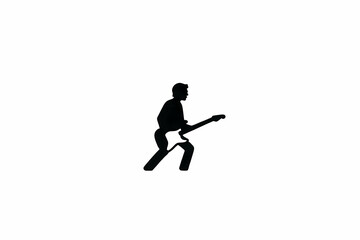 Fototapeta premium Stick Figure Man Playing Electric Guitar Simple Icon Musical Performance Graphic Clip Art Rock Star Illustration Vector Drawing Entertainment Design 