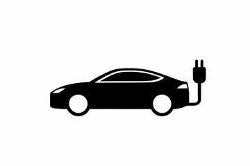 Fototapeta premium Electric Car Icon Black Solid Design Charging Vehicle Symbol Clean Automobile Illustration Eco Friendly Transportation Graphic Simple EV Vector 