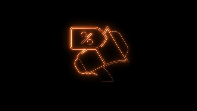 Announcing special discounts animated orange glowing outline on black background for marketing promotions