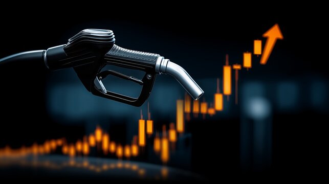 Rising Costs Represented by Pump Nozzle and Economic Chart