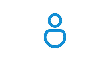 Minimalist user icon in blue outlines a simple figure on a transparent background, ideal for web design and profiles.