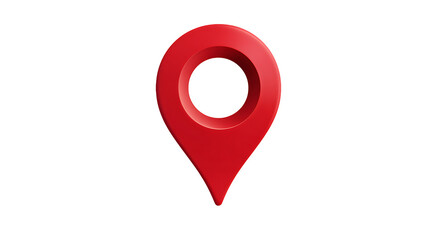 A vibrant red location pin icon stands out against a stark transparent background, ideal for maps, apps, or design layouts.