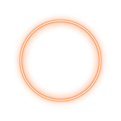 Element orange glowing neon circle frame with transparent background