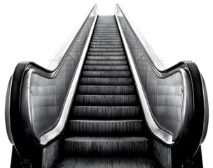 escalator going up, isolated background.