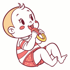 Adorable infant illustration showing healthy eating habits with a sweet and innocent expression in a baby sketch.