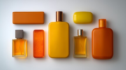 Assorted Personal Care Products in Warm Colors Top View