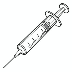 Detailed illustration of a medical syringe representing vaccination, healthcare, and modern medicine tools.