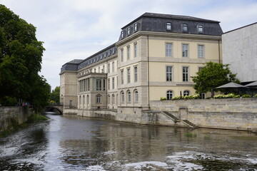 View of Leine Palace (Leineschloss), seat of the Lower Saxony Parliament (Nieders&auml;chsischer Landtag), by the river Leine in the historic city center of Hannover, Germany