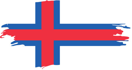 Obraz premium Stylized Faroe Islands Flag with Red and Blue Nordic Cross, Brushstroke Artistic Design