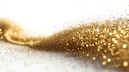 Gold Glitter Sparkle on White Background, Festive Decoration