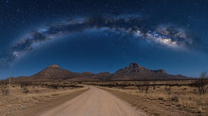 Starry night over a desert road