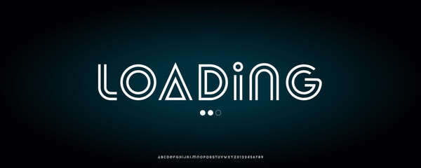 Loading Banner with Stylish Retro Line Font and Soft Glowing Gradient Background, Perfect for Web Interface, Tech Sites, or Apps. Vector Illustration.