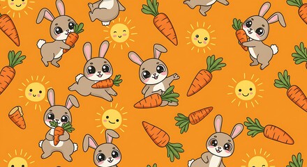 Obraz premium Sunny Day Bunnies Harvest Of Happiness Carrots And Cheer Bunny Jamboree Orange Delight A Bunnies Day Out Happy Little Rabbits