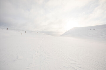 Winter landscape in Pallas Yllastunturi National Park, Lapland, Finland