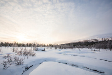 Winter landscape in Pallas Yllastunturi National Park, Lapland, Finland
