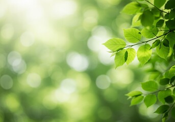 Bright green leaves create a fresh natural background, perfect for conveying growth, health, and organic themes.