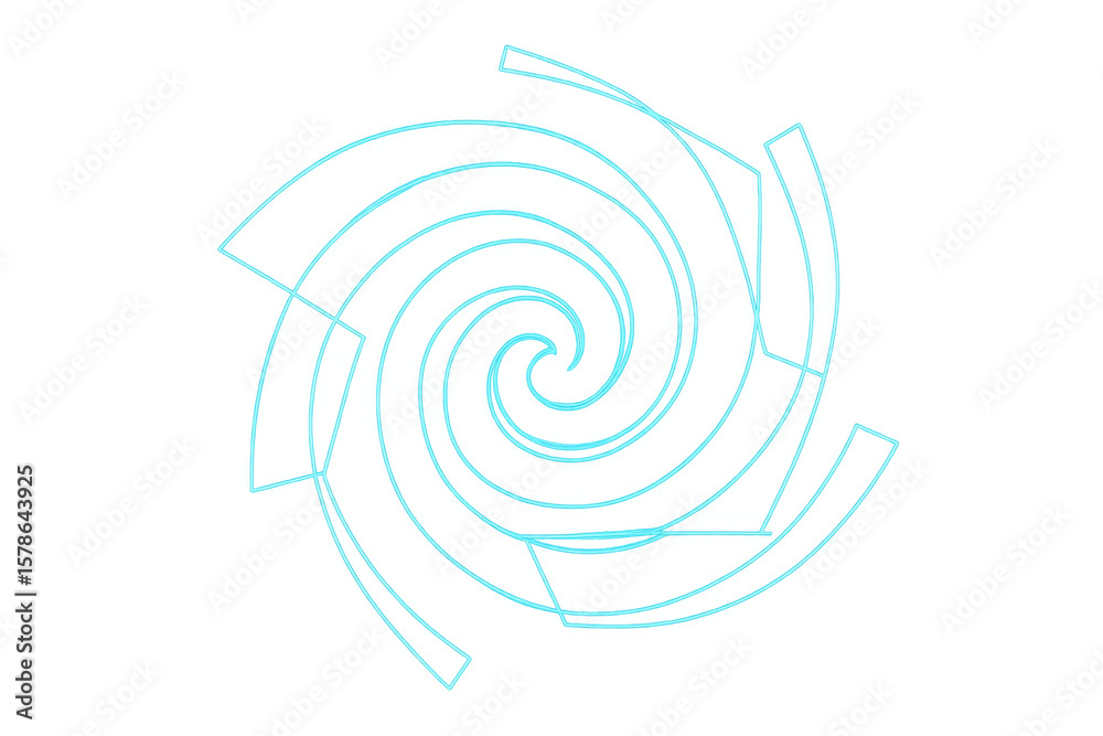 Wall mural abstract light blue spiral rotating on transparent background, creating a mesmerizing visual effect