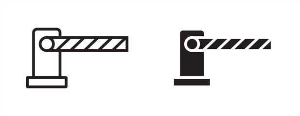 Barrier icon. Security gate vector illustration representing restricted access, parking control and checkpoint management. Safety symbol used for roadblocks. Barrier icon in thin outlined
