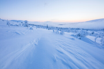 Winter landscape in Pallas Yllastunturi National Park, Lapland, Finland