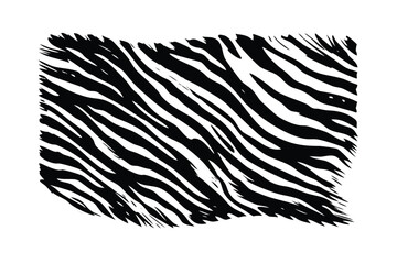 Realistic Black and White Tiger Skin Seamless Vector Pattern. Detailed Engraved Animal Print Texture. Black and White Background