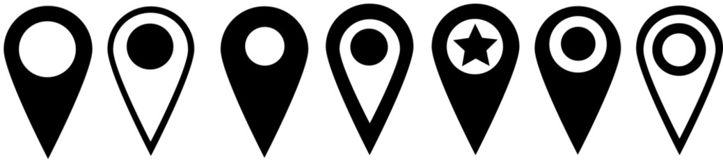 Pin icon set isolation white  background, Location Sign Vector 