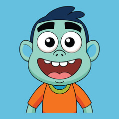 Smiling Cartoon Character: A cheerful illustration of a cartoon figure with a wide grin and bright eyes. It is perfect for projects aimed at children vector