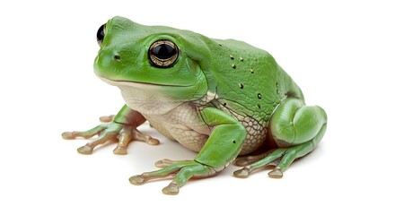 Obraz premium Emerald Eyes A Close Encounter Green Frog Portrait Stunning Detail Dazzling Amphibian A Vivid Study Nature's Jewel A Captivating Image A Green Frog Close Up Photography The Gaze Of A Frog Macro Shot