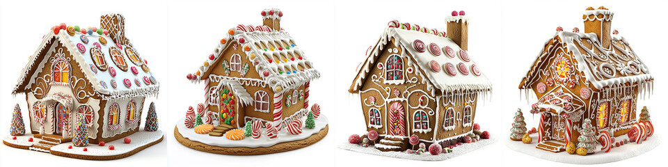 decorated gingerbread house with icing and candy