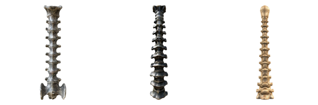 Set of spinal column isolated on transparent background