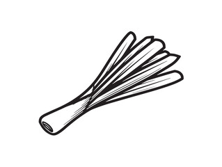 Fresh Green Leek Clean Outline Vector Icon