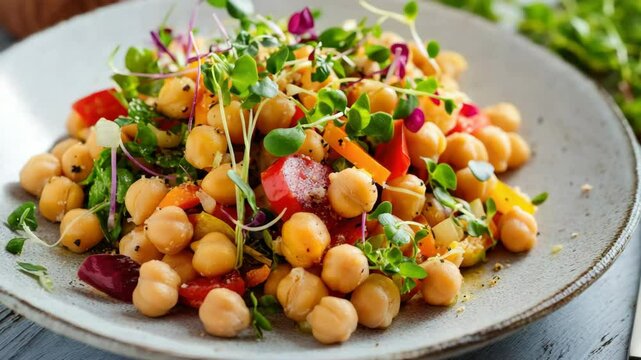 This chickpea salad is a healthy and vibrant side dish made with fresh vegetables, rich in antioxidants.