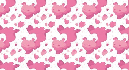 Obraz premium Pink Cloud Creatures: A Delightful Pattern