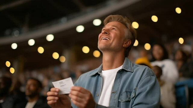 Excited Audience Member Cheering at a Sports Performance