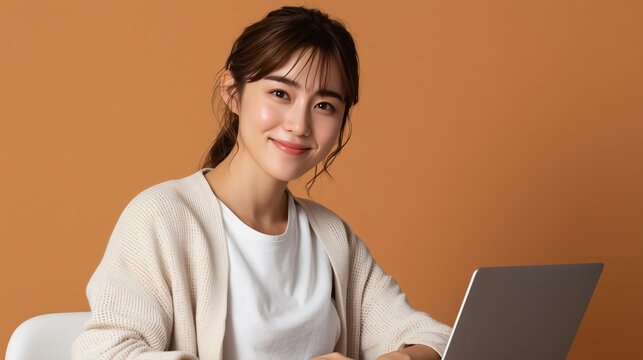 businesswoman working on a laptop in an office