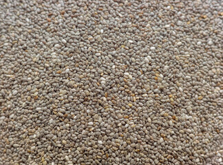 Close up of chia seeds, selective focus.