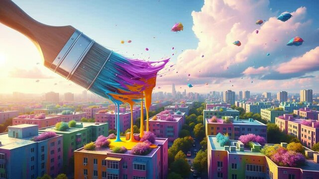 A Magical Transformation of Color Over a Vibrant Cityscape