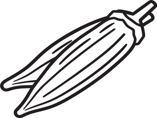 Healthy Okra Ladyfinger Icon in Line Vector Style