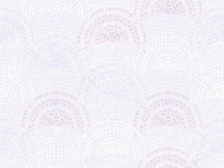 淡い色の同心円が重なる千代紙風シームレスな幾何学模様背景