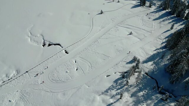 Nassfeld Pass in winter. View from above.