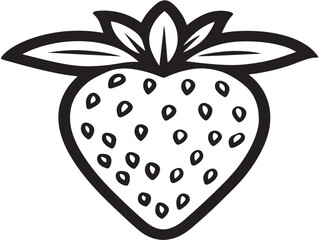 White Pineberry Strawberry Clean Outline Illustration
