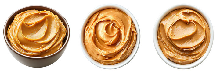 Set of peanut butter isolated on transparent background
