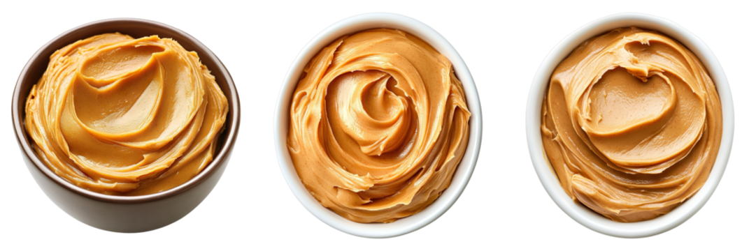 Set of peanut butter isolated on transparent background