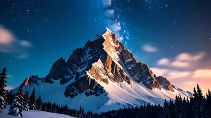 Majestic mountain peak night sky