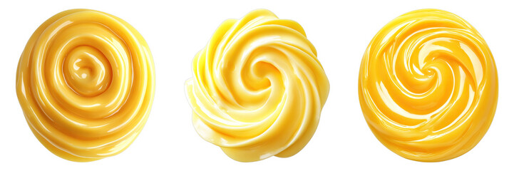 Set of butter swirl isolated on transparent background