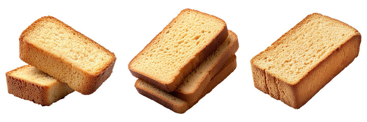 Set of cake rusk isolated on transparent background