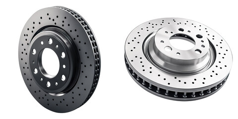 Set of car brake drums isolated on transparent background