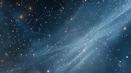 Obraz premium Celestial Data Stream: A visually stunning abstract of a luminous network against a deep space background, representing interconnected data and information flow. 