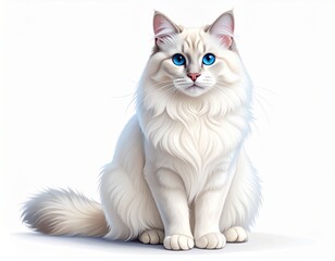 Obraz premium Majestic white cat with piercing blue eyes sits in serene stillness—embodying quiet nobility and ethereal poise.