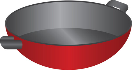 vector illustration red wok pan